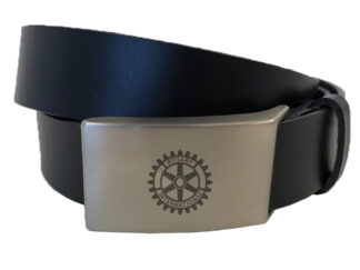 Leather Belt with Engraved Rotary Logo