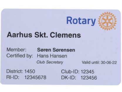 Membership Card for Rotary International RI100